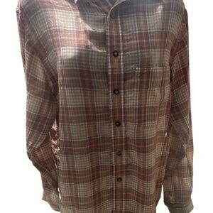 Roundtree & Yorke Brown and Cream button up Shirt